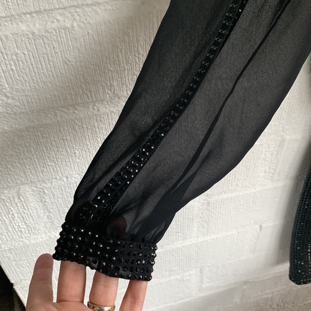 Cache Sequins Embellished Sheer Elegant Black Eve… - image 8